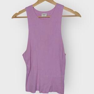 Abercrombie & Fitch Rib Mix High-Neck Sweater Tank | Large Pink Knit Stretch